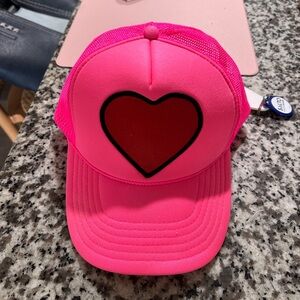 Aviator Nation Pink and Red heart trucker hat